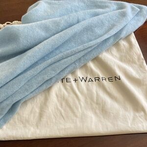White & Warren cashmere travel wrap in light blue